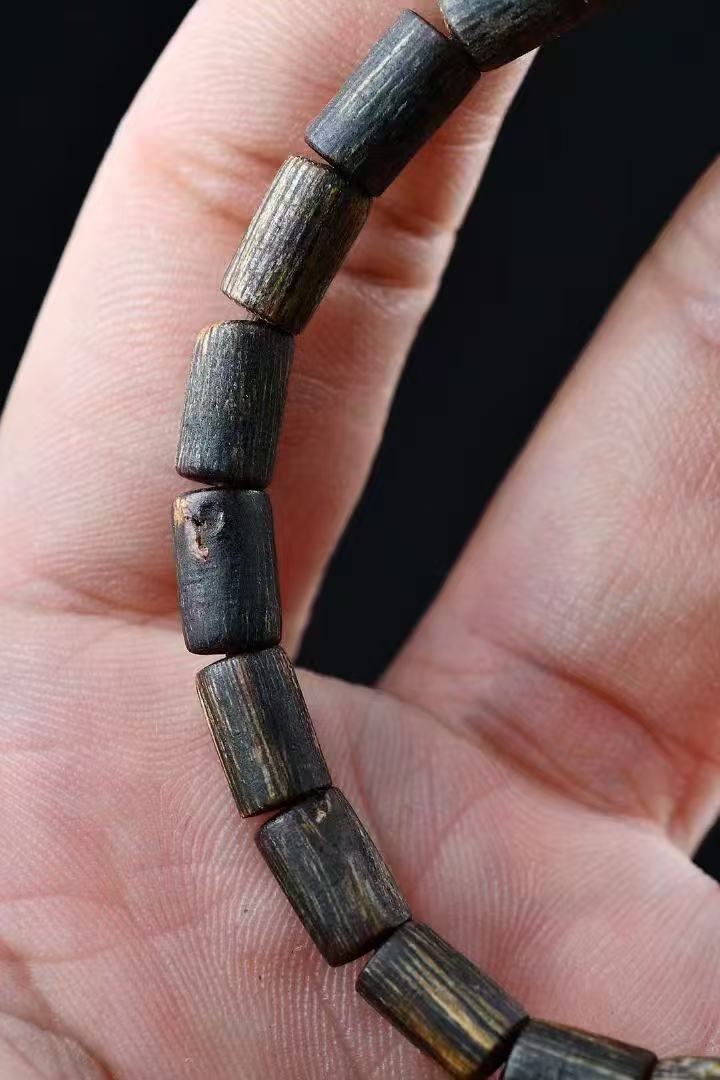 Underwater-grade Hainan Green Chess Nan Agarwood Bracelet Barrel Beads 5mm-family friendly merch