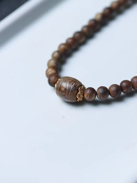 Women's bracelet Natural Kinam Agarwood 6mm Double-Ring DIY Bracelet