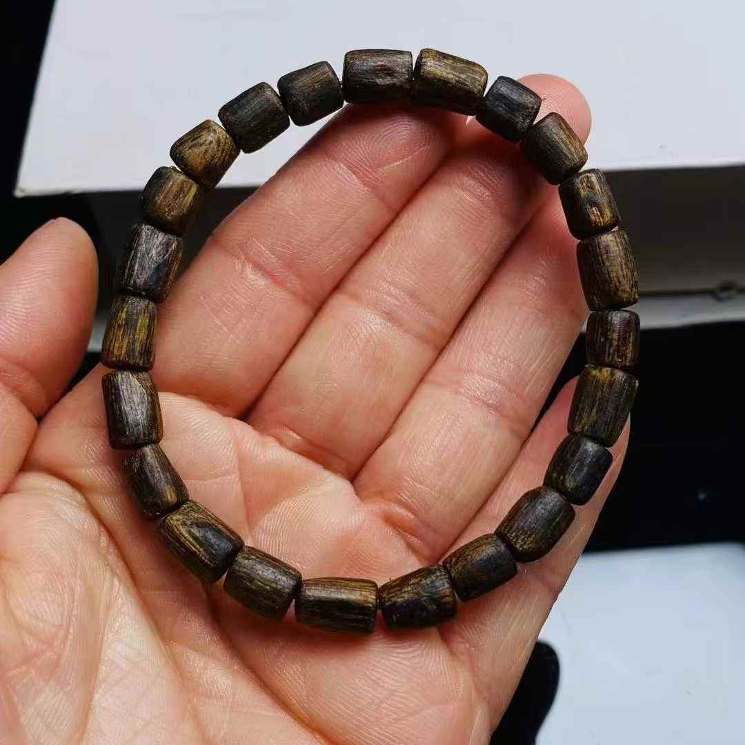 Sugar-knot kynam Agarwood barrel-shaped beads bracelet Sinking water grade