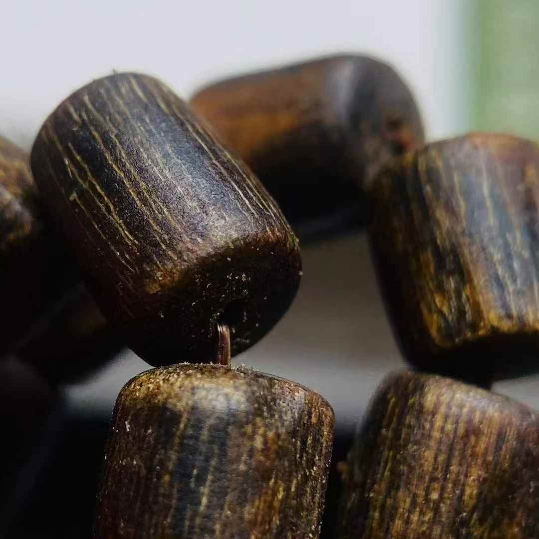 Sugar-knot kynam Agarwood barrel-shaped beads bracelet Sinking water grade