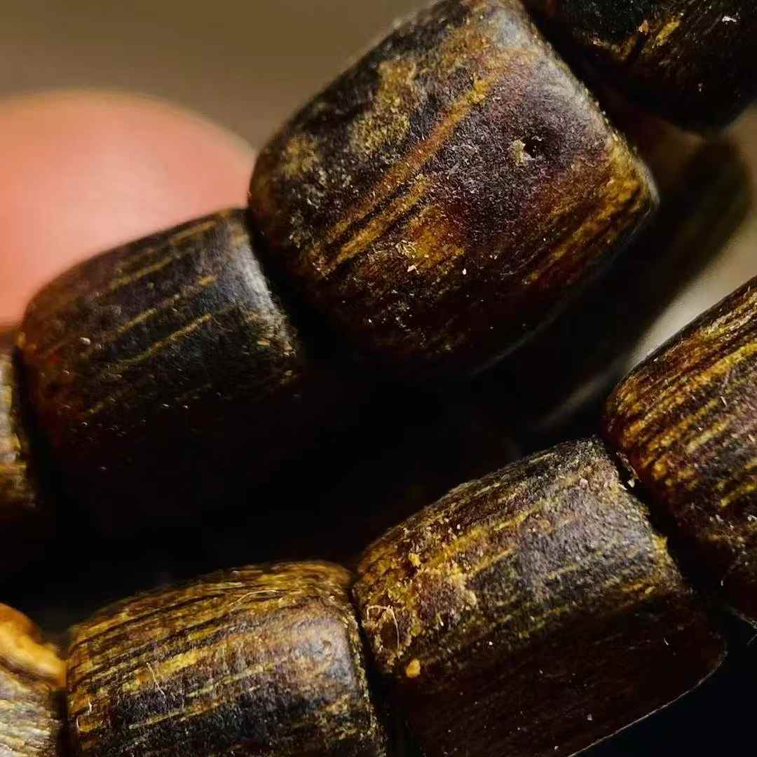 Sugar-knot kynam Agarwood barrel-shaped beads bracelet Sinking water grade