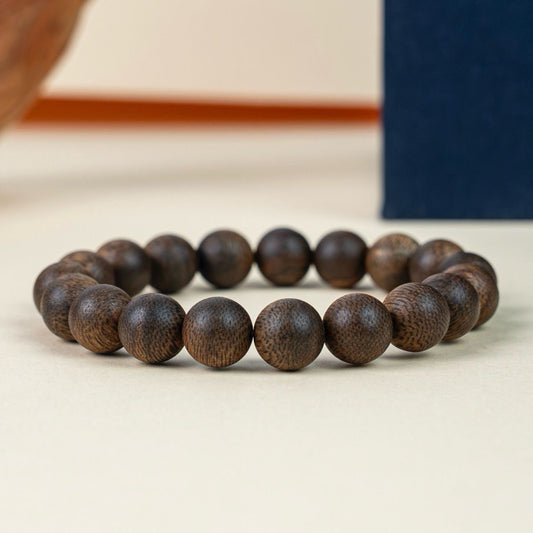 Green agarwood Buddhist Agarwood Single-loop Round Bead Bracelet