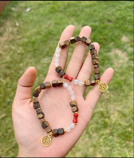 Women's crystal bracelet Agarwood+crystal+Nanhong DIY natural bracelet alexandrite gemstone