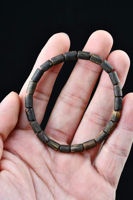 Underwater-grade Hainan Green Chess Nan Agarwood Bracelet Barrel Beads 5mm-family friendly merch