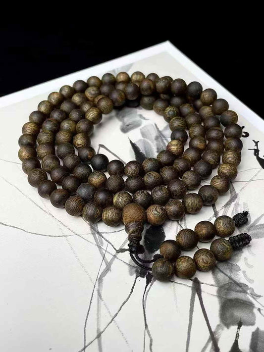 Black Kynam Agarwood Soft Oil Beads multi-loop bracelet 0.7*108 beads 9.9 points underwater