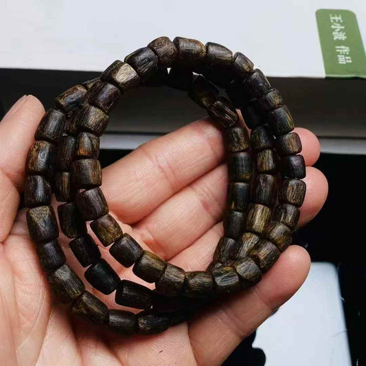 Sugar-knot kynam Agarwood barrel-shaped beads bracelet Sinking water grade