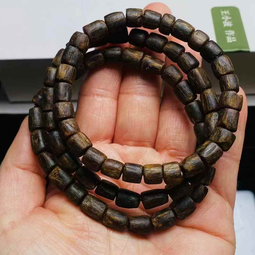 Sugar-knot kynam Agarwood barrel-shaped beads bracelet Sinking water grade