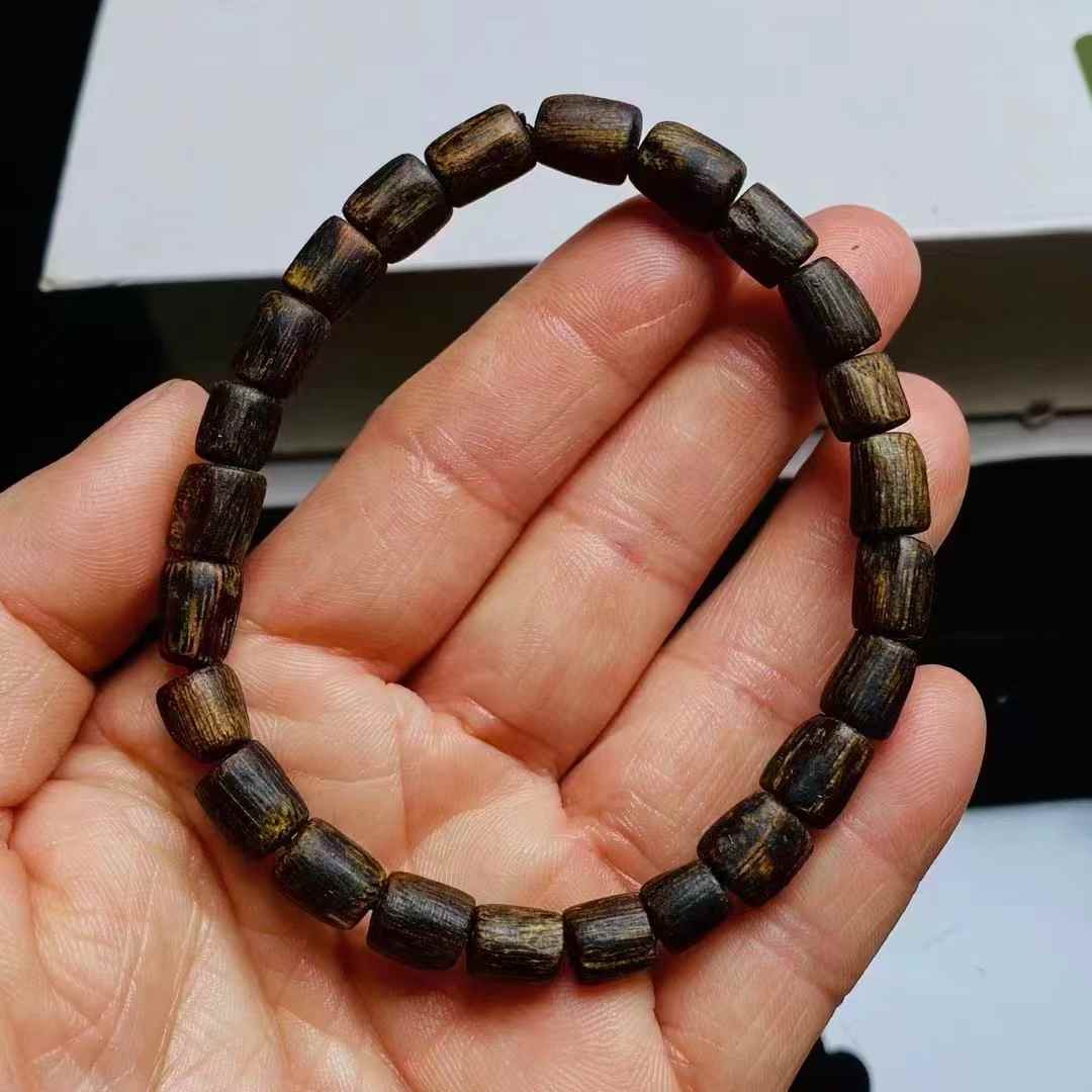 Sugar-knot kynam Agarwood barrel-shaped beads bracelet Sinking water grade