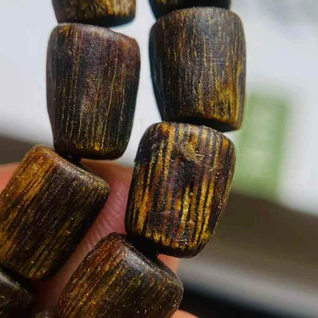 Sugar-knot kynam Agarwood barrel-shaped beads bracelet Sinking water grade