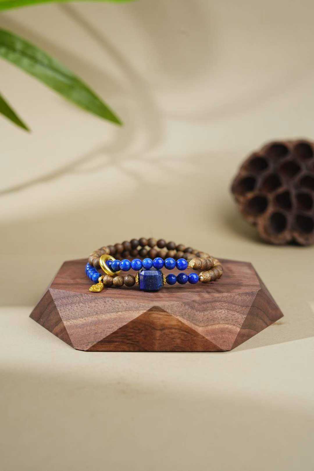 Hainan Green Kynam DIY Lapis Lazuli Double-loop Bracelet