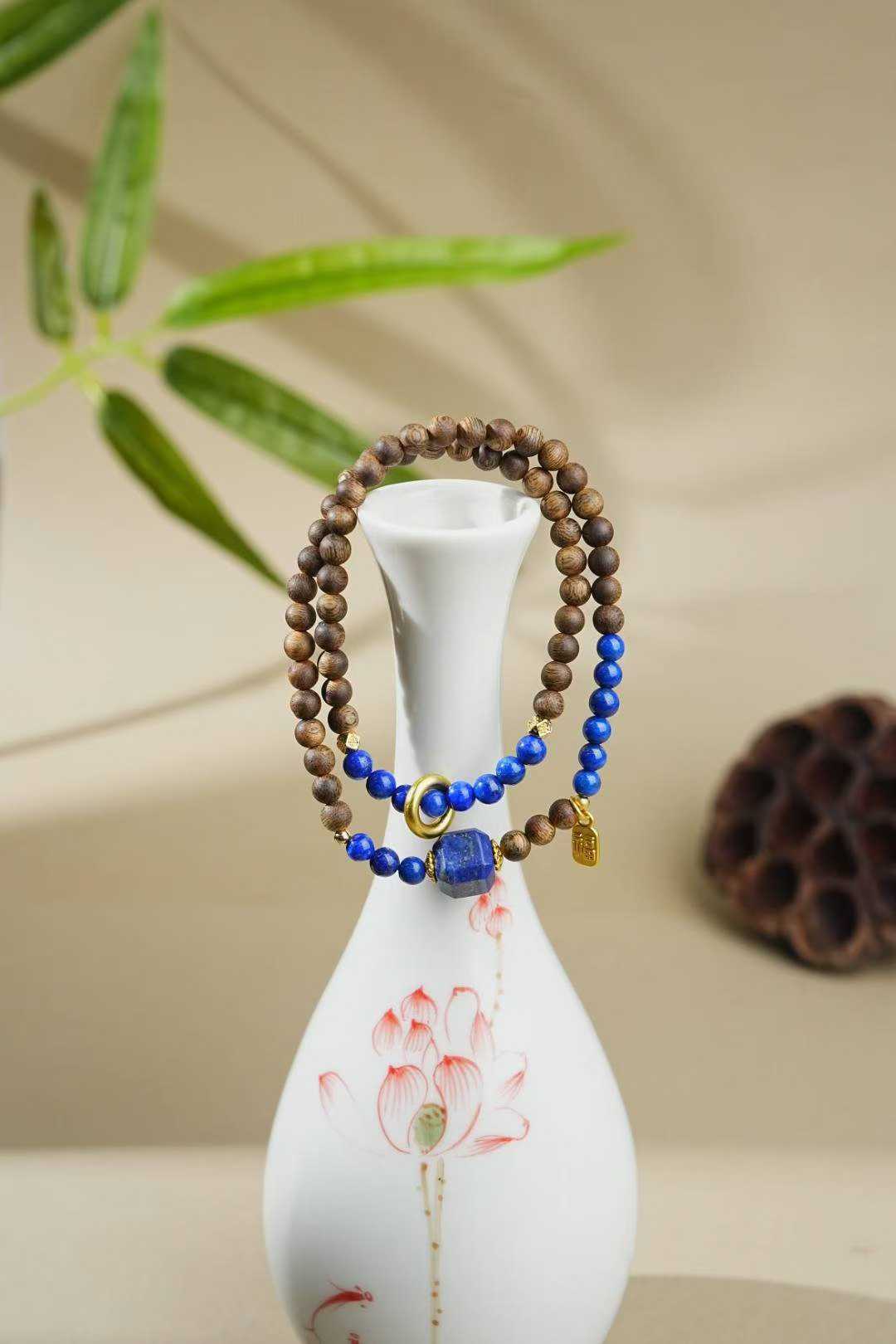 Hainan Green Kynam DIY Lapis Lazuli Double-loop Bracelet