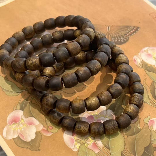 Kynam Agarwood drum beads single-loop bracelet 8mm