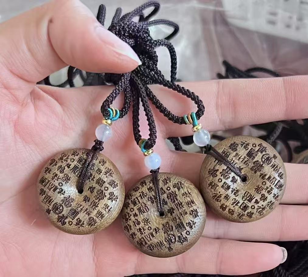 Agarwood Ping an button pendant Additional inscription lettering ancient-style elegant pendant